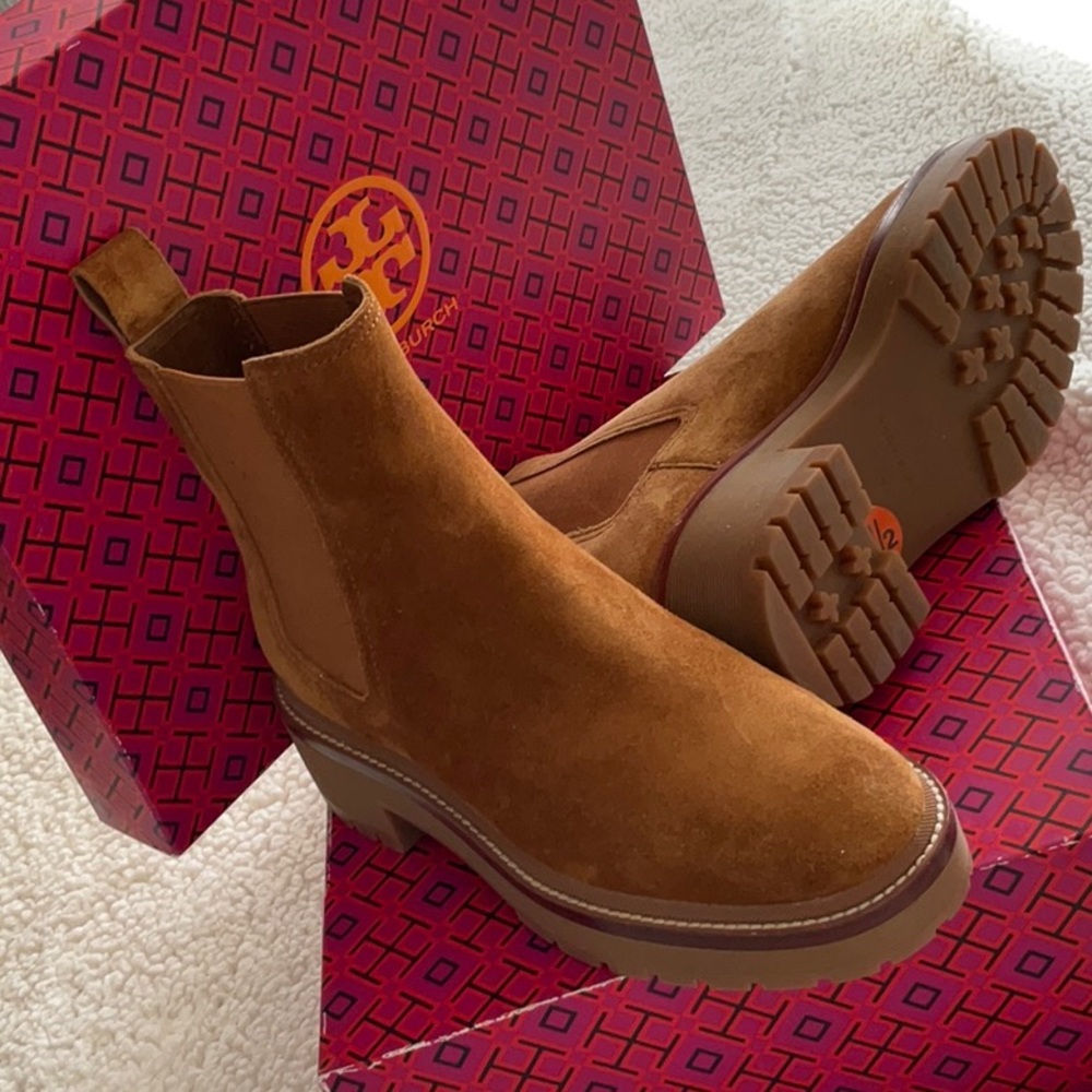 TORY BURC CHELSEA 50mm ANKLE BOOTS color brown size 5.5and 6 - Picture 2 of 10